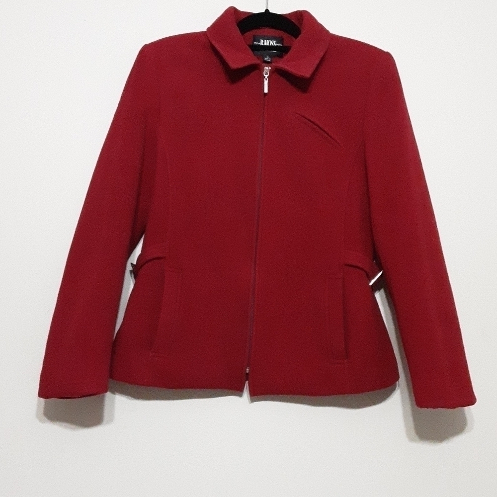 B Moss women coat  M Full Zip  wool event casual Comfy Red Luxury